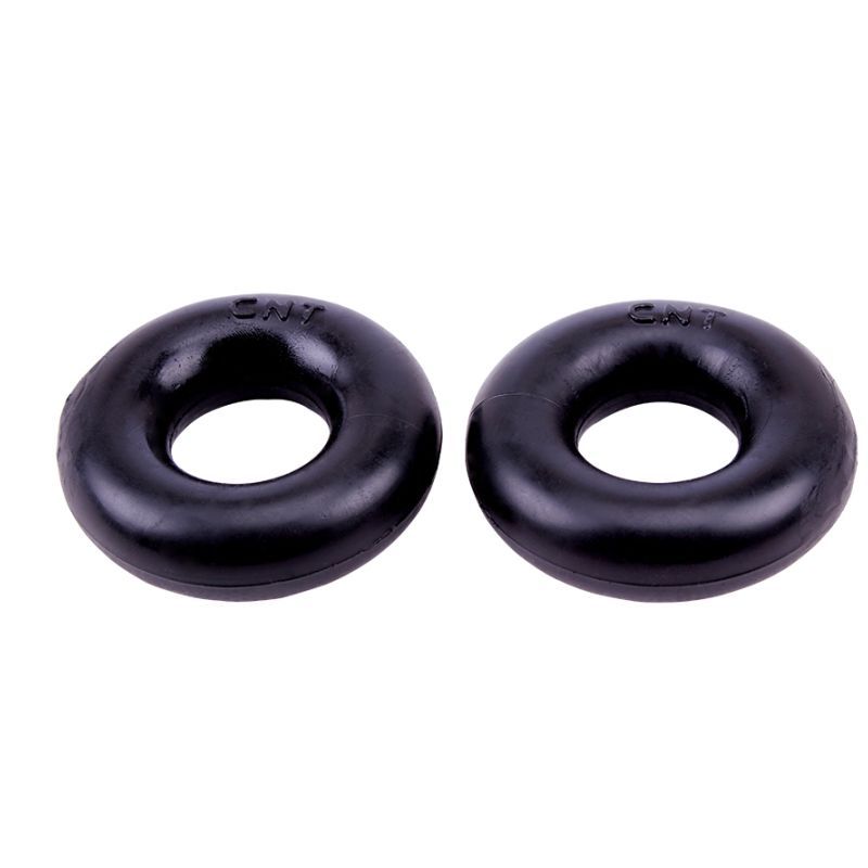 Two matching black GK Power Mega Donut cock rings showing their thick rounded profiles