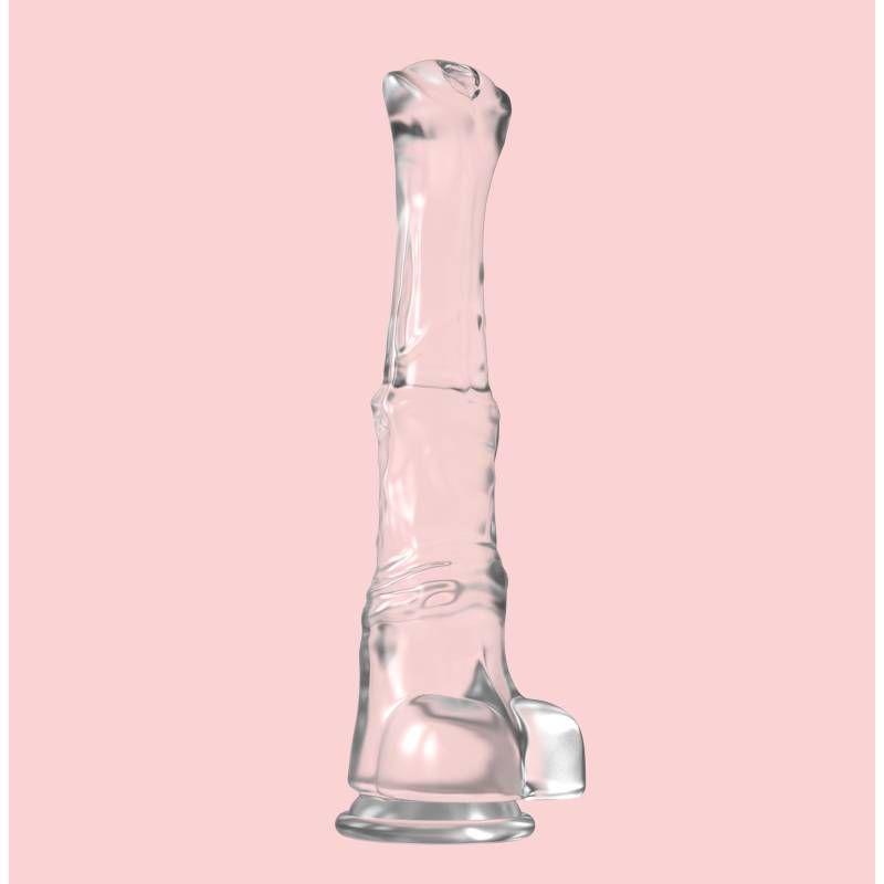 Clear Duke fantasy dildo showing the opposite side and moulded balls
