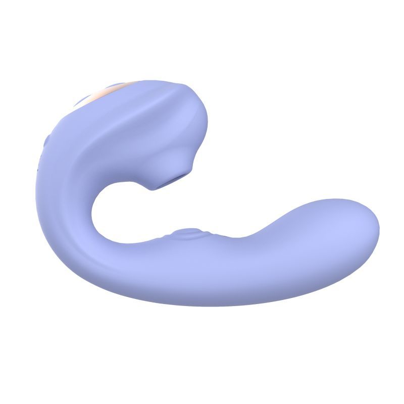 SXE Aria lilac C-shaped vibrator showing its curved insertable arm and external stimulation head