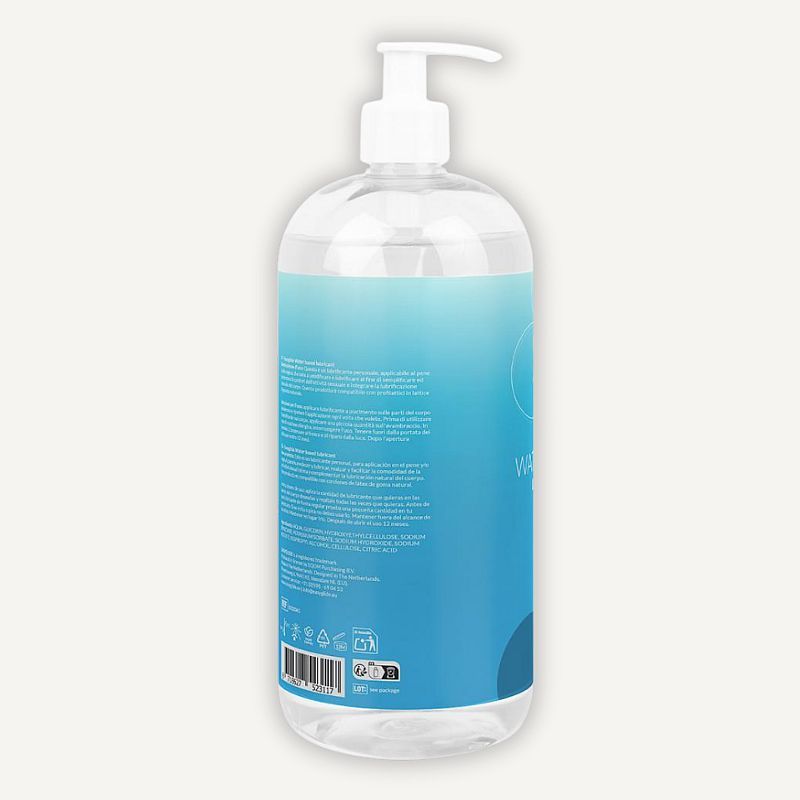 Back label of the EasyGlide 1000ml water-based lubricant pump bottle