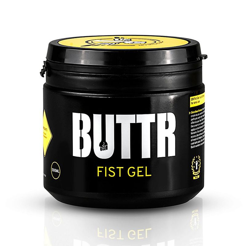 Closed 500ml pot of BUTTR water-based fisting gel