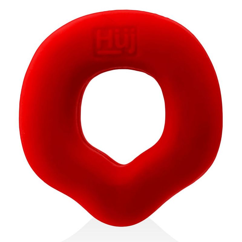 Red Fit Grips ring showing its rounded profile and pointed lower edge