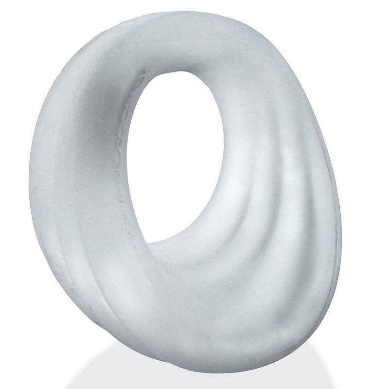 Clear Expander Slim Scoop cock ring showing the rounded inner opening
