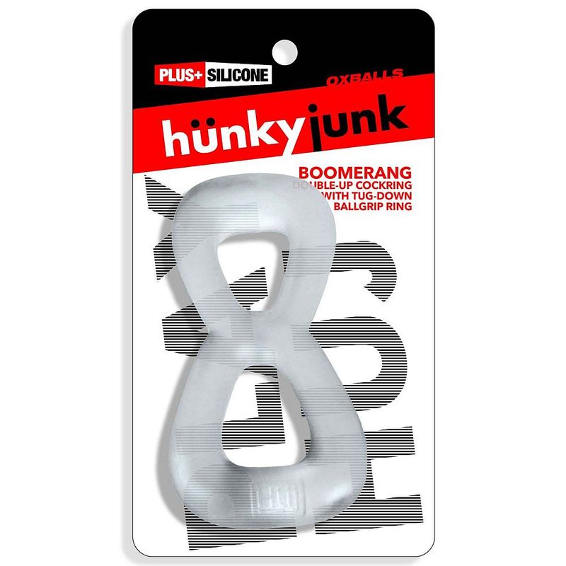 Clear Hunkyjunk Boomerang in Plus+SILICONE retail packaging