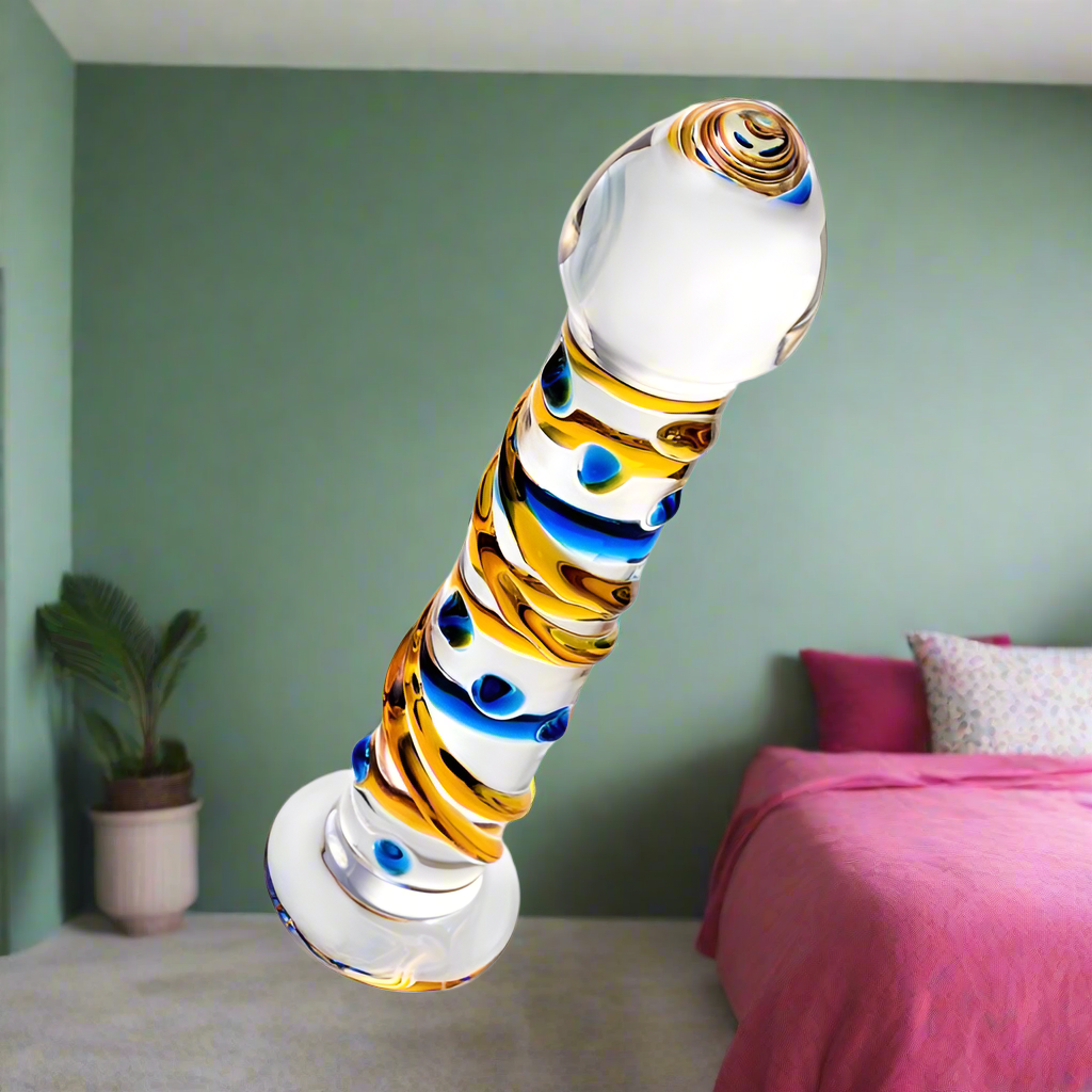 Sexus Glass Dildo Yellow 17.2cm Clear