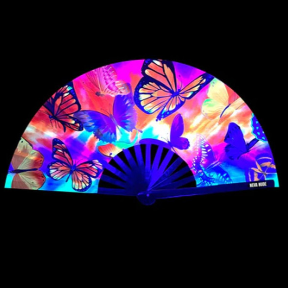 Butterfly Garden Blacklight Folding Fan – UV-Ready Flutter Vibes