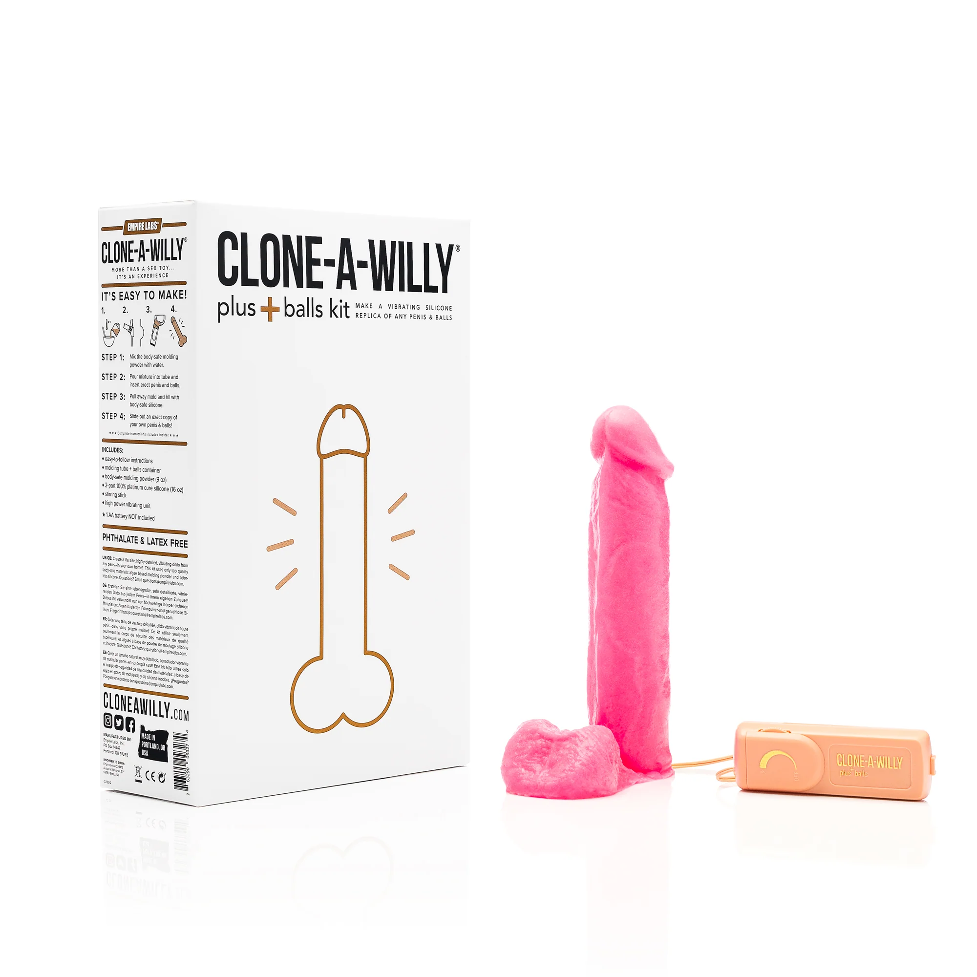 Clone a Willy Penis Plus Balls DIY Dildo Kit Hot Pink