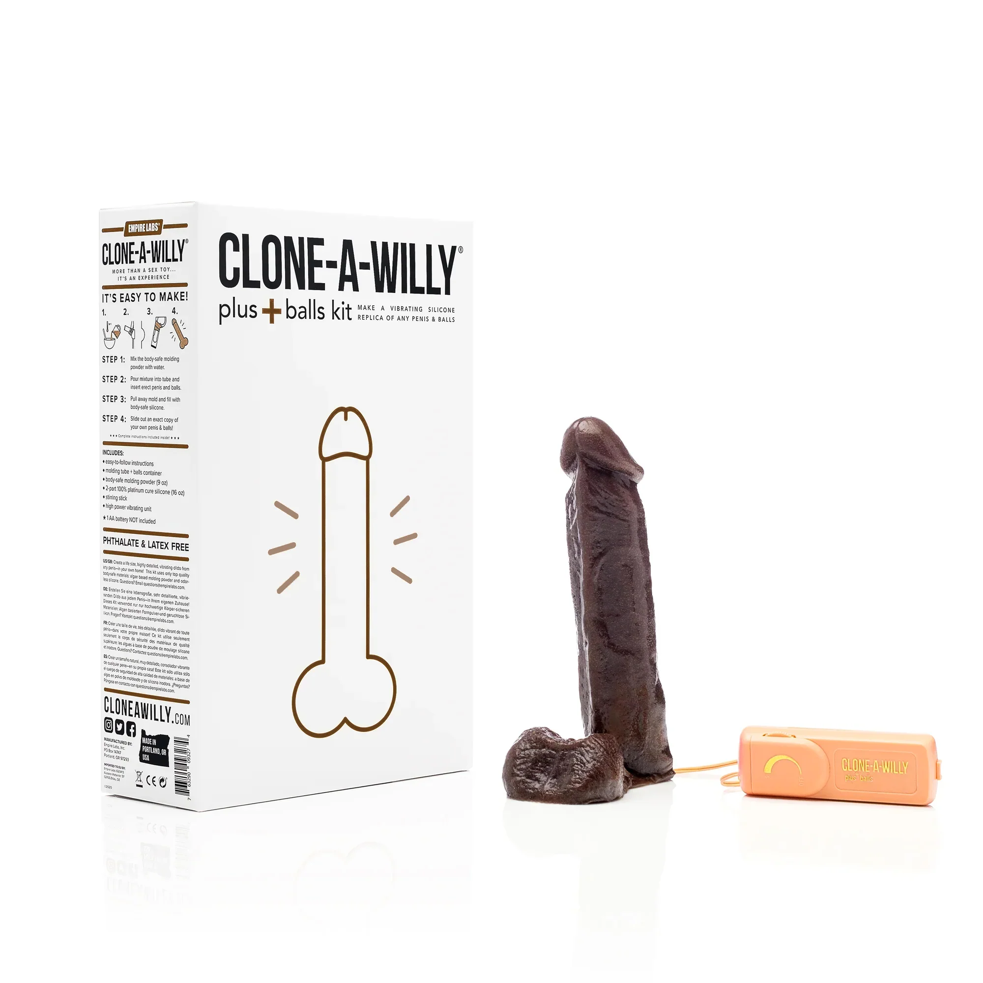 Deep Skin Tone Clone A Willy Plus Balls DIY Homemade Dildo Kit | The Love Shop