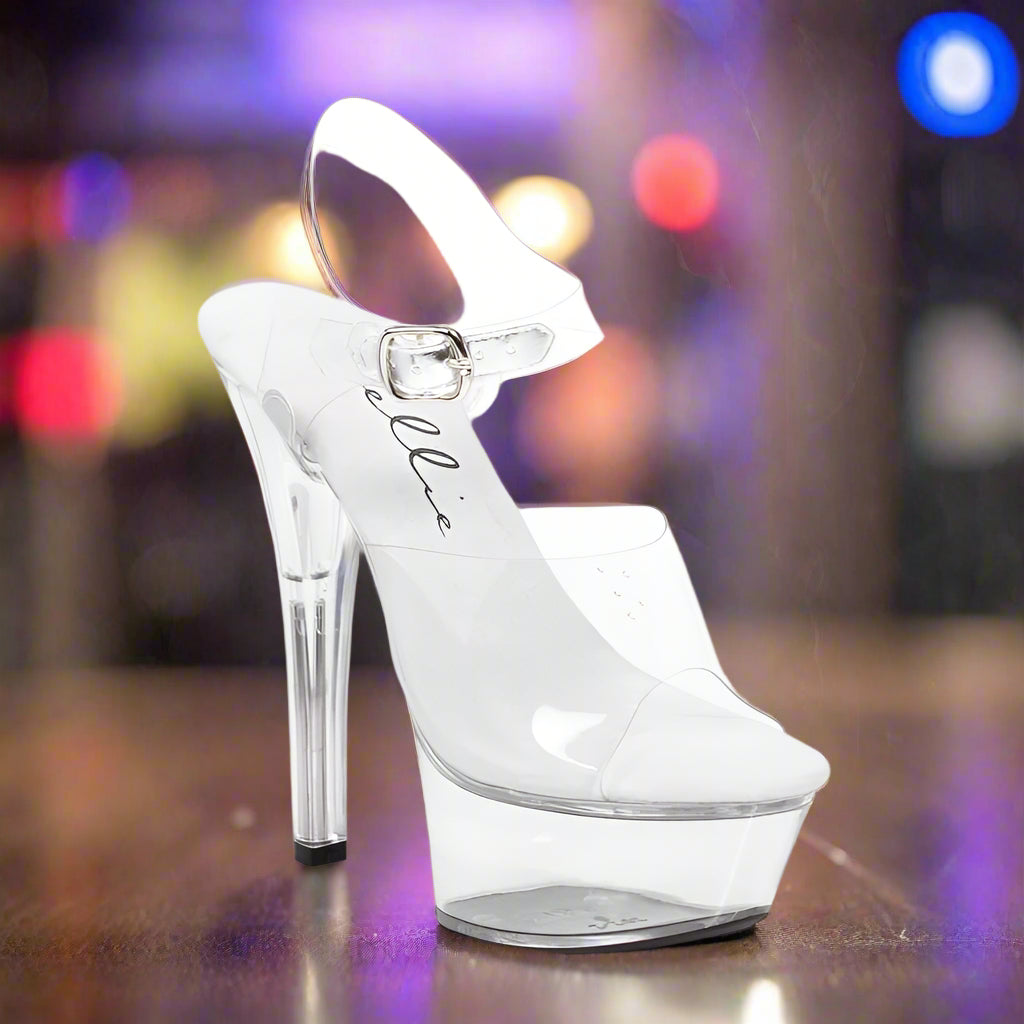 Ellie Shoes 6" Clear Buckle Heels – Invisible Lift, Instant Wow