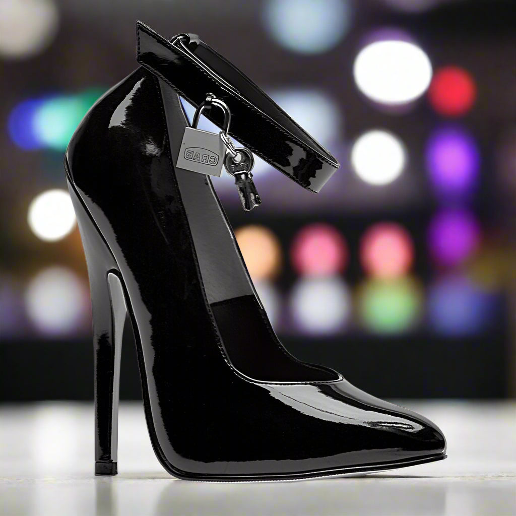 Ellie Shoes 6" Lock & Key Fetish Pumps – Padlock Ankle-Strap Drama