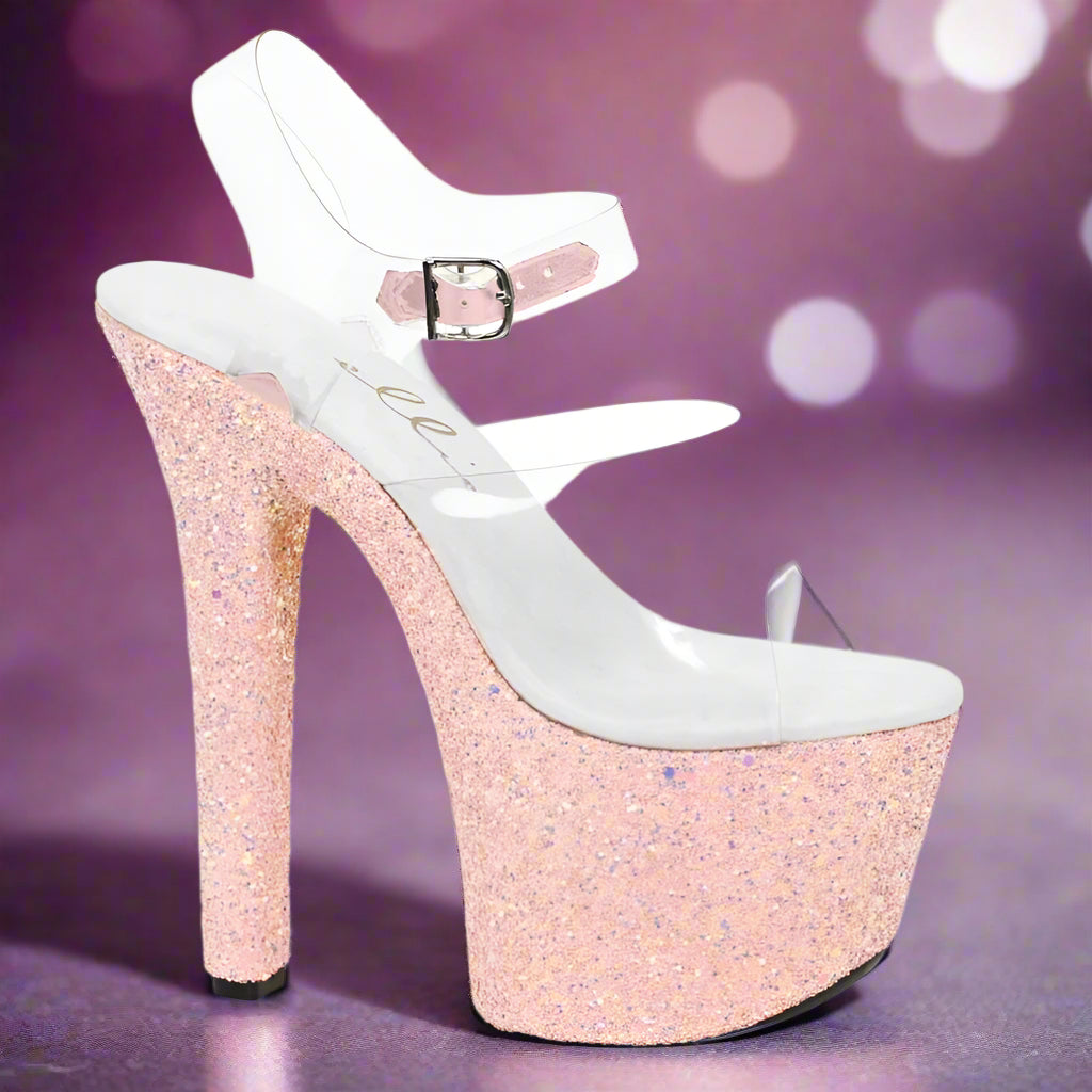Ellie Shoes 7" Peach-Glitter Platform Heels - Big Night, Bold fit