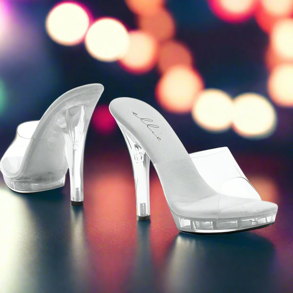 Ellie Shoes Clear 5" Slip-On Heels – Effortless Allure