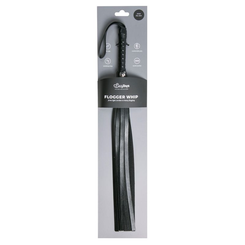 Flogger Whip Leather Black Fetish Collection | The Love Shop