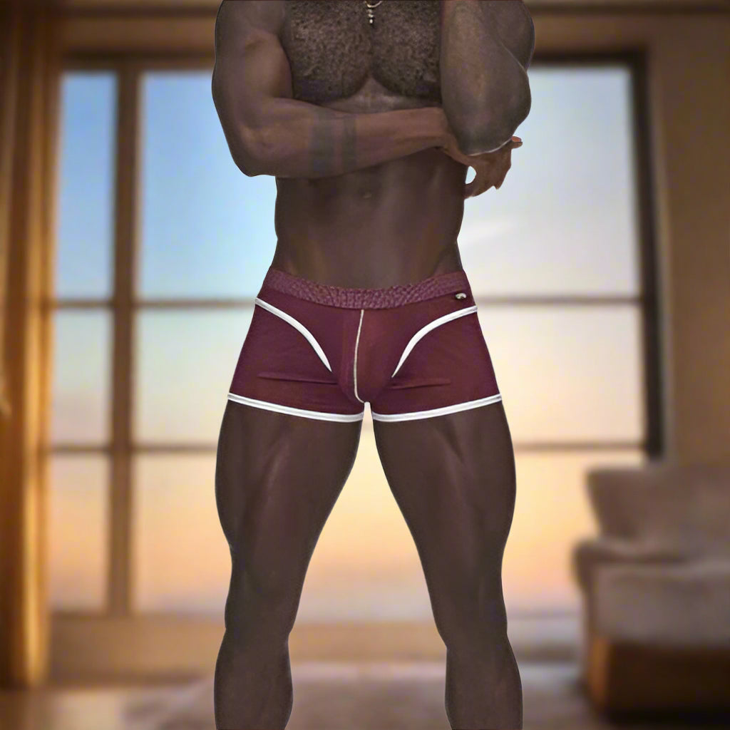 Male Power Sport Mesh Mini Short Burgundy – Breathable Mesh