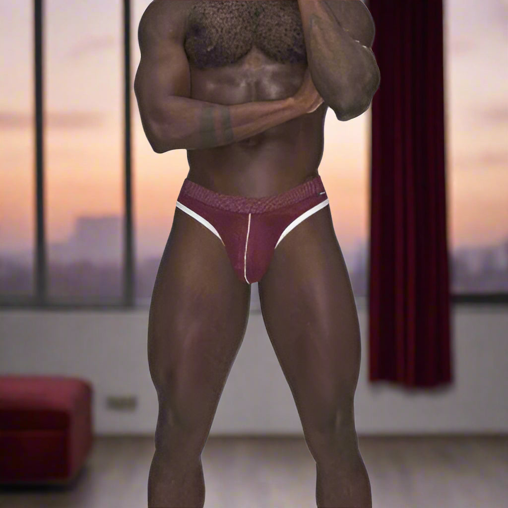 Male Power Sport Mesh Thong Burgundy – Cool Mesh