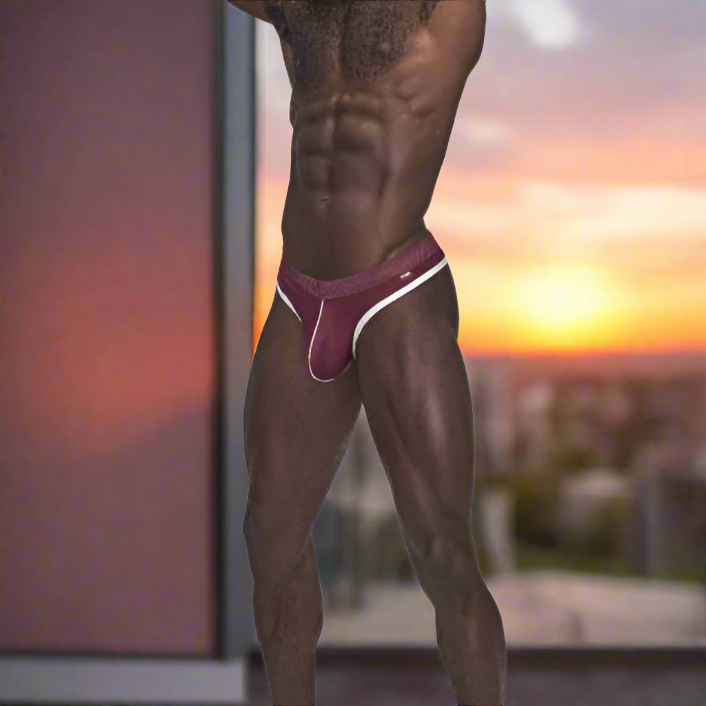 Male Power Sport Mesh Thong Burgundy – Cool Mesh
