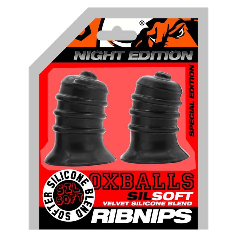 Oxballs RibNips Curved Springy-Ribbed Nipple Suckers Black