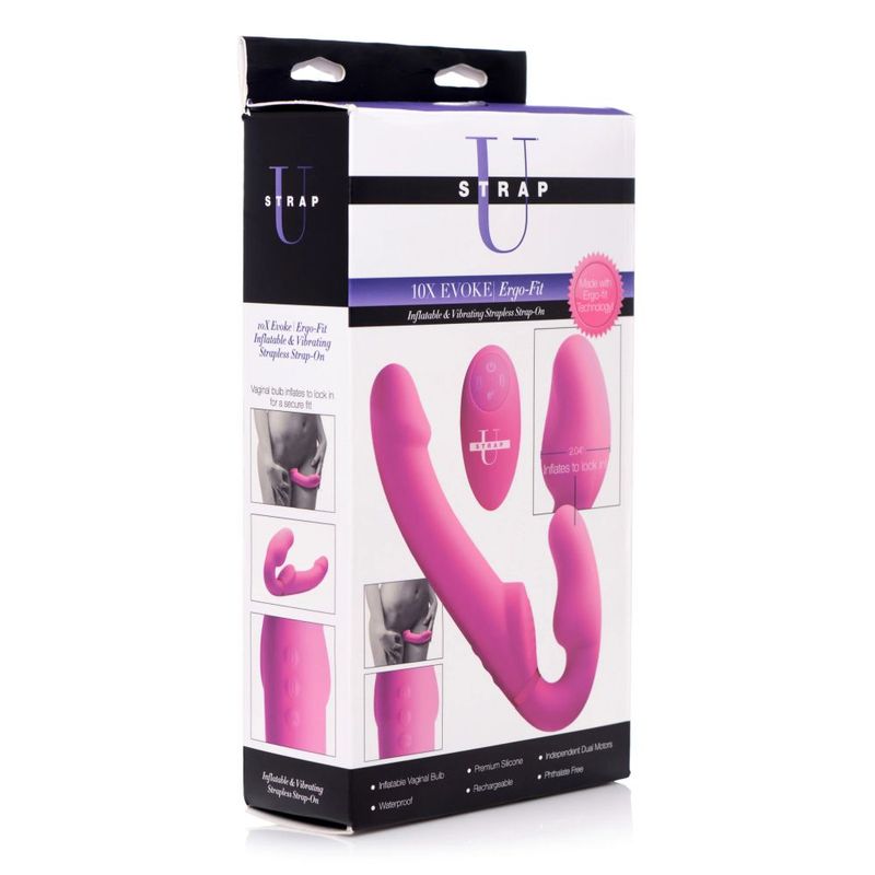 Strap U Urge Inflatable Ergo-Fit Strapless Strap-On Pink