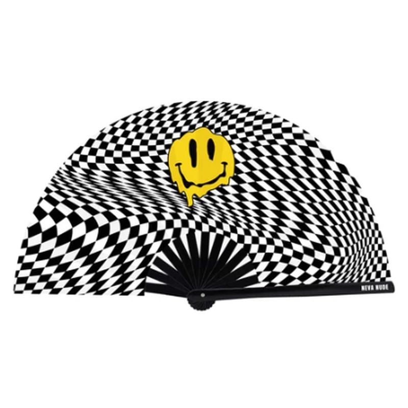 Trippy Checkers Melty Face Fan – Blacklight Reactive