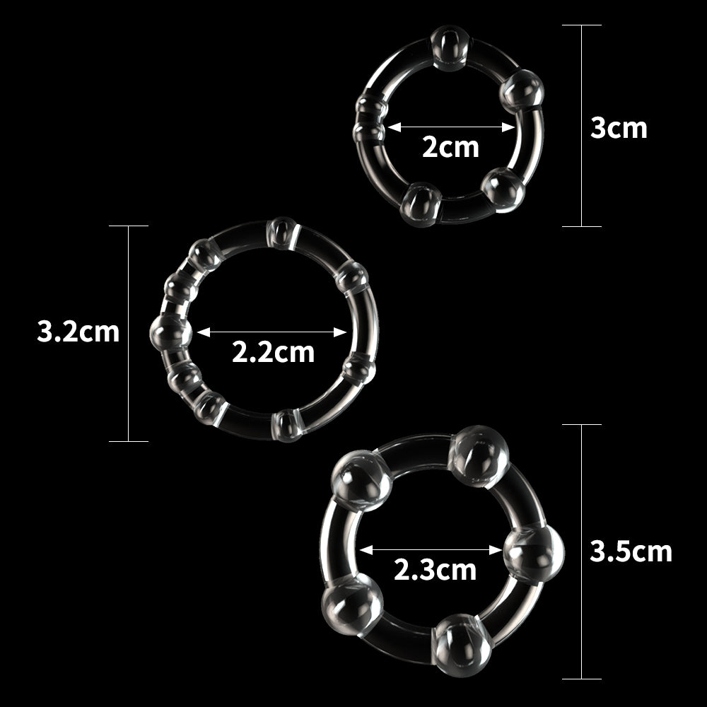 Triple Beaded Donut Ring Set Clear