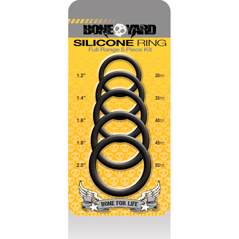 Boneyard Silicone Ring 5 Pc Kit Black Black