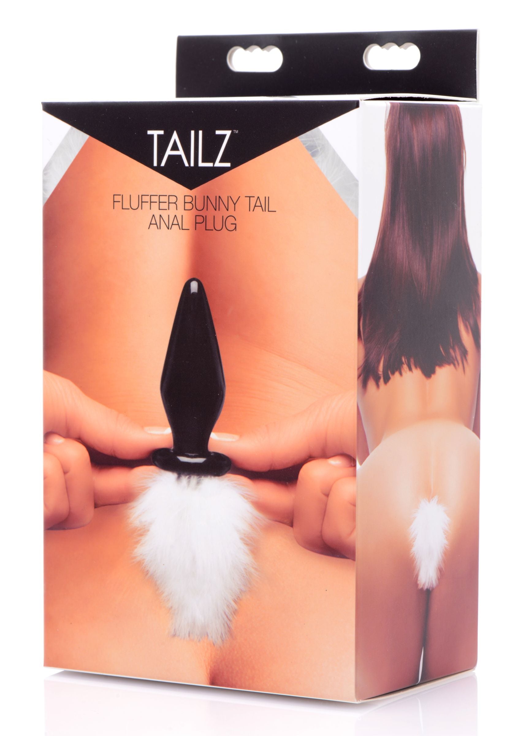 White Fluffer Glass Butt Plug with White Bunny Tail