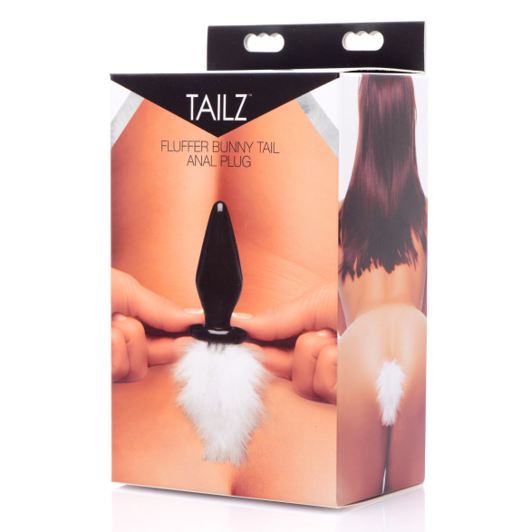 White Fluffer Glass Butt Plug With Bunny Tail | The Love Shop