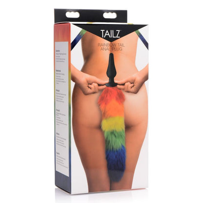 Rainbow Fur Tail Silicone Butt Plug by Tailz