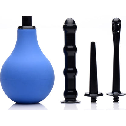 Premium One Way Valve Anal Douche Set Blue