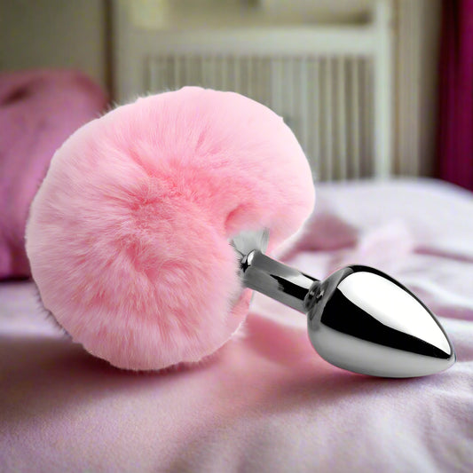 Fluffy Bunny Tail Butt Plug Pink