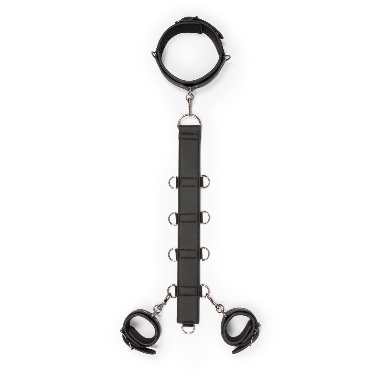 Neck and Wrist Restraint Fetish Collection in Black