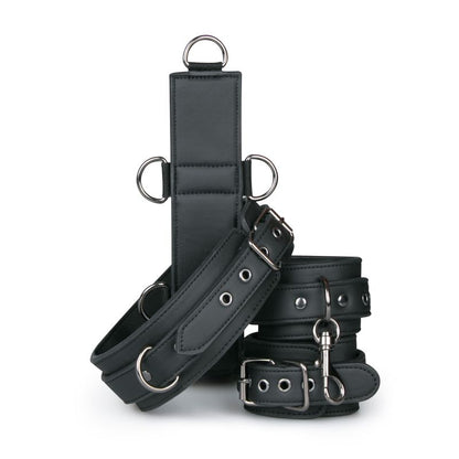 Neck and Wrist Restraint Fetish Collection in Black