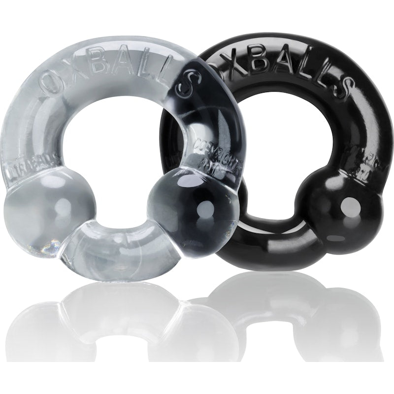 Ultraballs 2 Pk Cockring Black And Clear Black