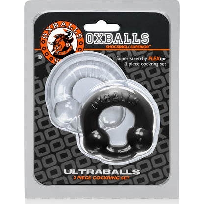 Ultraballs 2 Pk Cockring Black And Clear Black