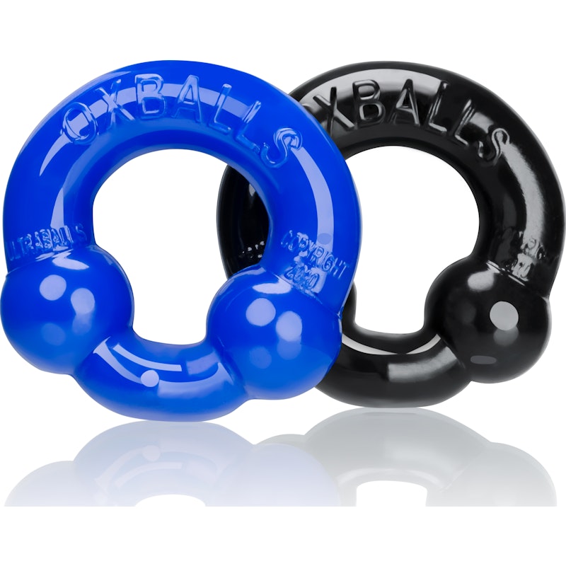 Ultraballs 2 Pk Cockring Black And Police Blue Black