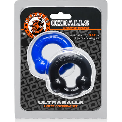 Ultraballs 2 Pk Cockring Black And Police Blue Black