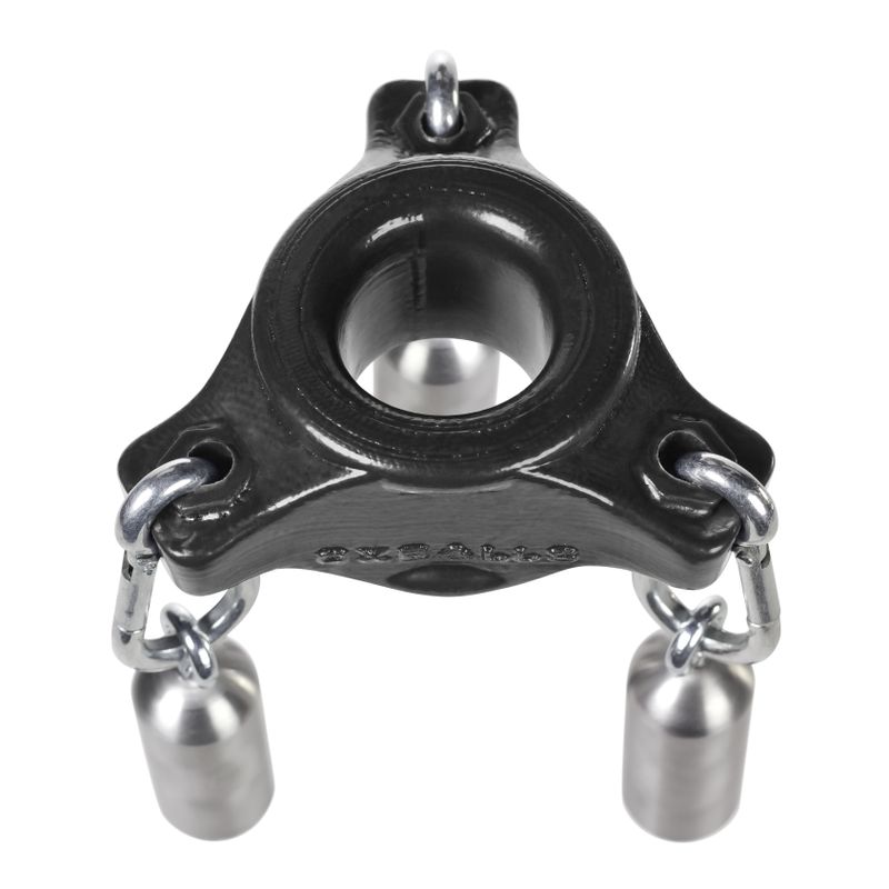 Top view of Slung ballstretcher with example hanging weights, sold separately