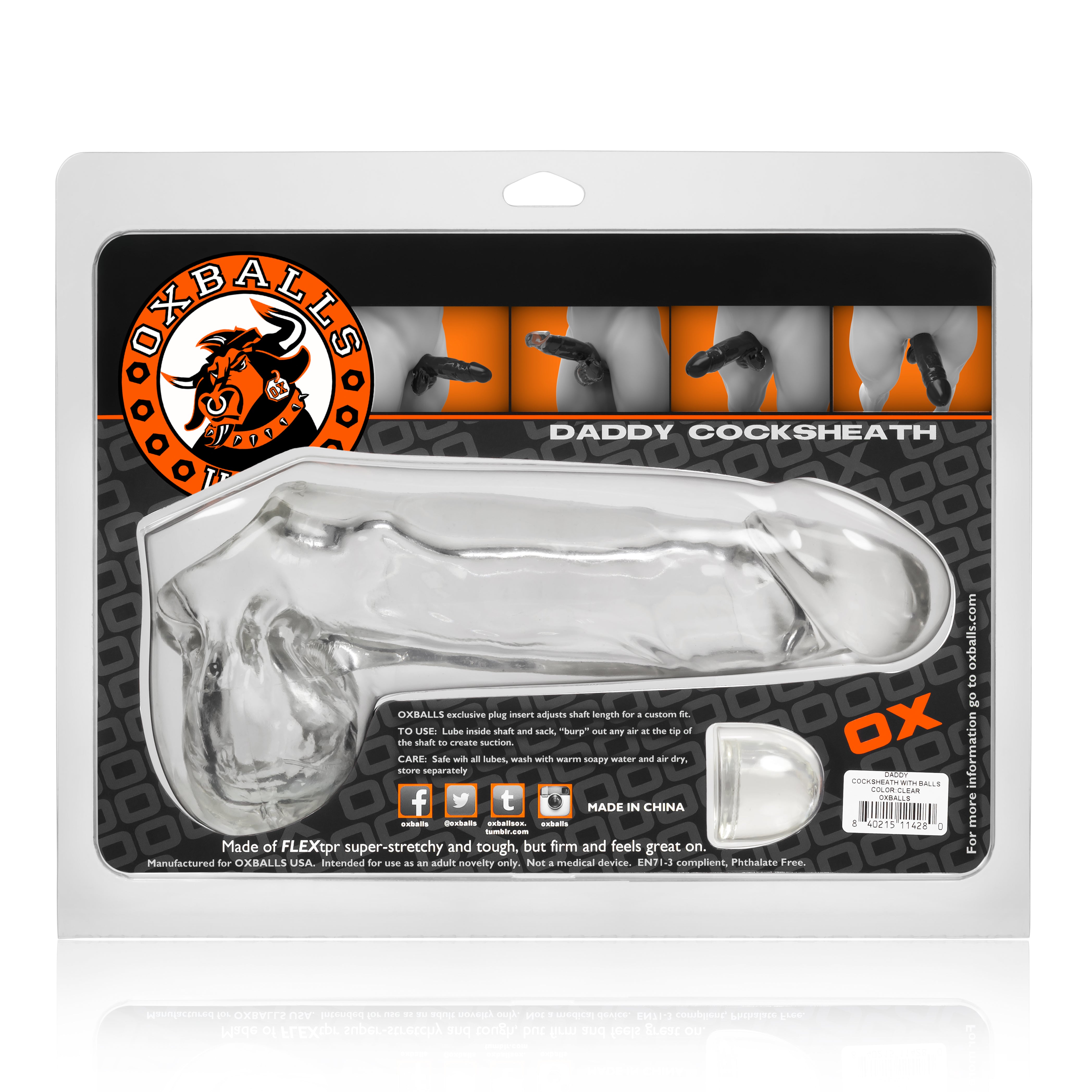 Daddy Cocksheath with Ball Sheath Clear by OxBalls – Unstoppable Force