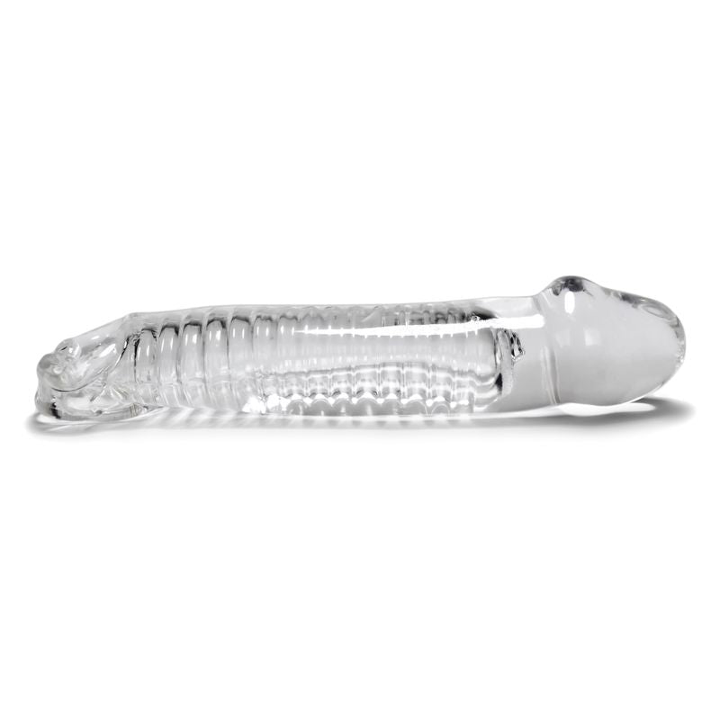 OxBalls Muscle Clear Penis Sleeve side view showing internal ridges