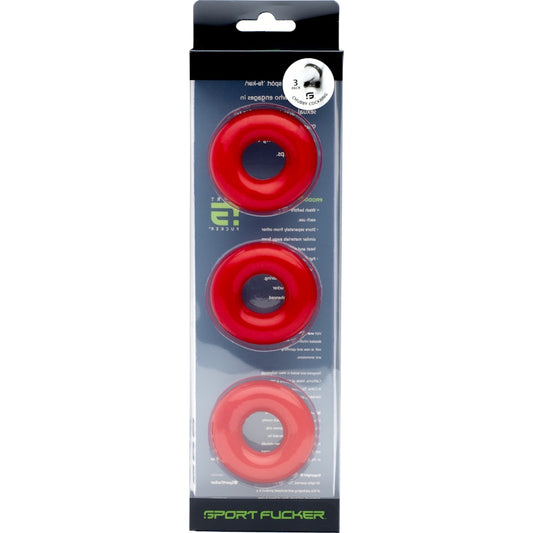 Sport Fucker Chubby Cockring 3 Pk Red Red