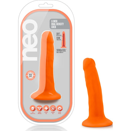 Neo Dual Density Cock 6in Neon Orange Orange