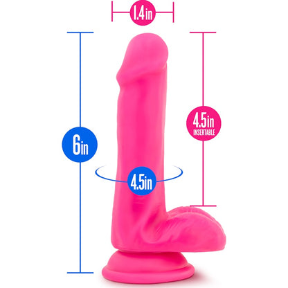 Neo Dual Density Cock With Balls 6in Neon Pink Pink