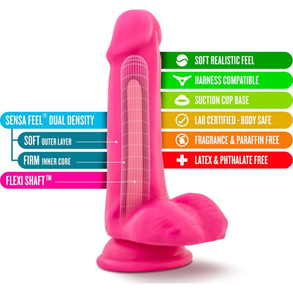 Neo Dual Density Cock With Balls 6in Neon Pink Pink