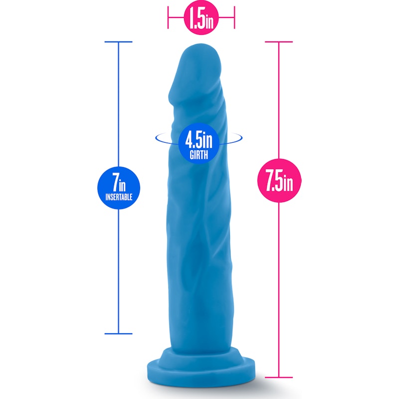 Neo Dual Density Cock 7.5in Neon Blue Blue