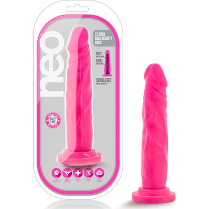 Neo Dual Density Cock 7.5in Neon Pink Pink