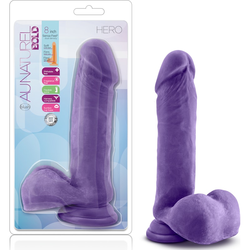 Au Naturel Bold Hero 8in Dildo Purple Purple