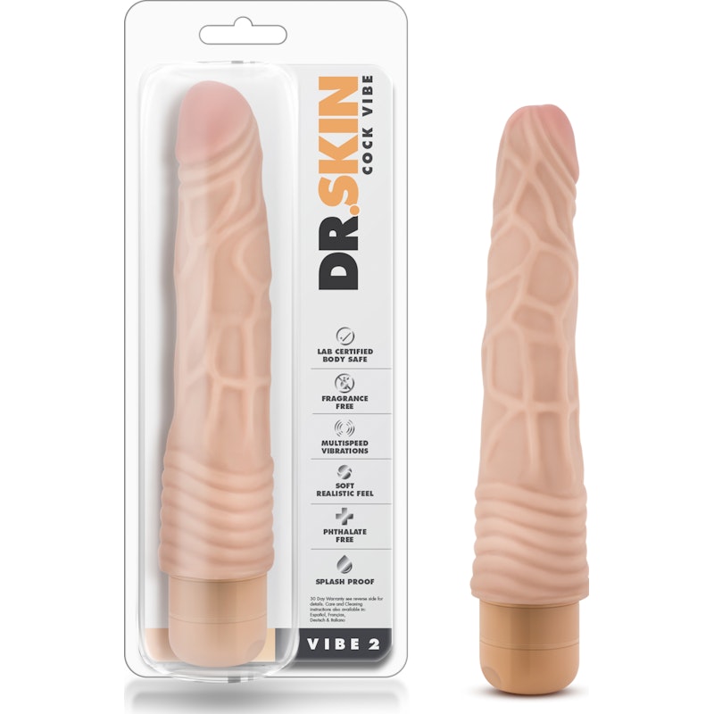 Dr Skin Cock Vibe 2 9in Vibrating Cock Beige Beige