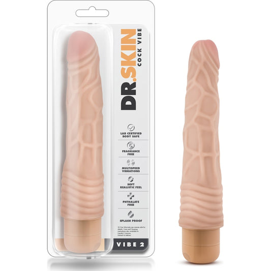 Dr Skin Cock Vibe 2 9in Vibrating Cock Beige Beige