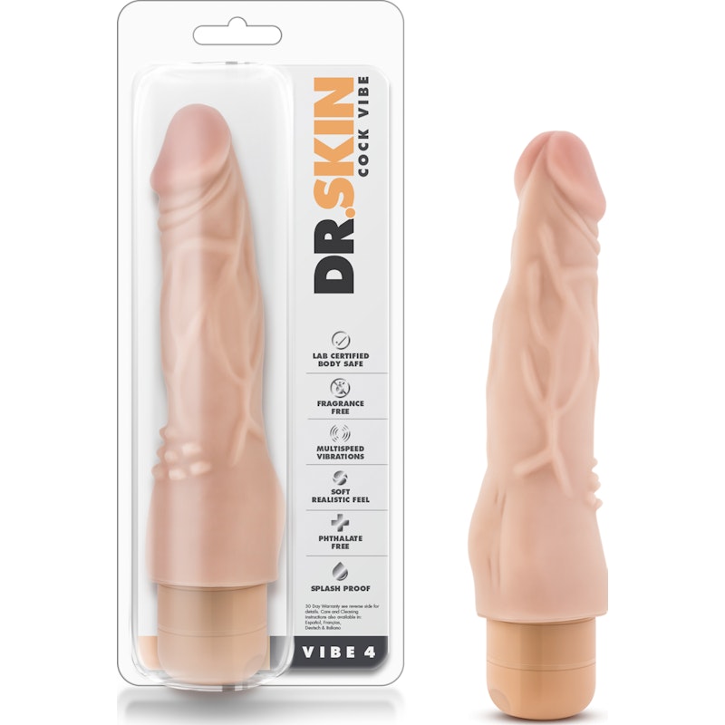 Dr Skin Cock Vibe 4 8in Vibrating Cock Beige Beige