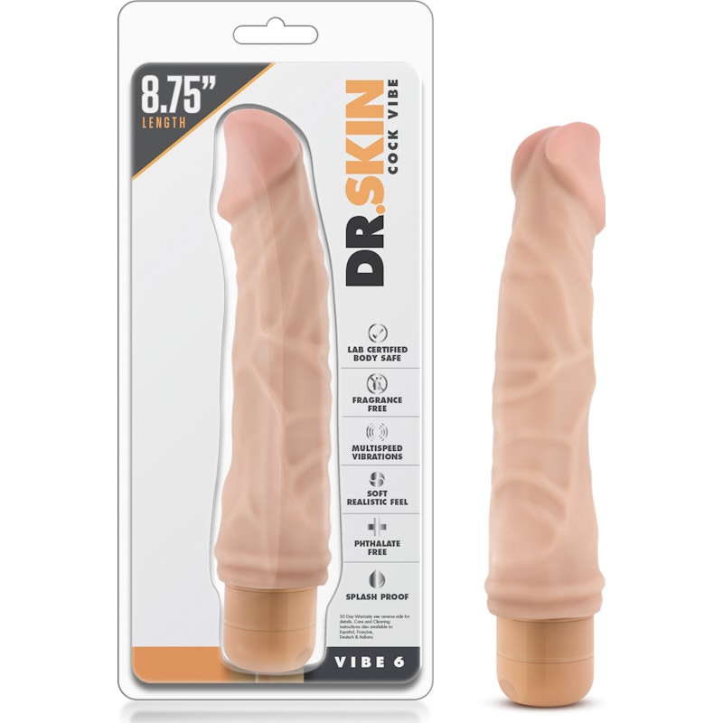 Dr Skin Cock Vibe 6 8.5in Vibrating Cock Beige Beige